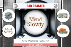 Patina Weathered Healing Car Coaster Product Image 1