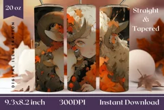Kawaii Halloween Tumbler Wrap Design, Halloween Sublimation Product Image 1