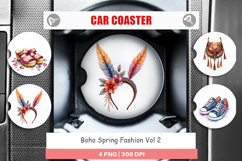 Boho Spring Fashion 70s Car Coaster Product Image 1