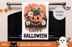 Happy Halloween Towel, Floral Halloween Pumpkins Towel Product Image 1