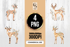 Watercolor Gazelle Clipart Sublimation PNG Product Image 1