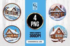 Winter Cabin Clipart Sublimation PNG Product Image 1