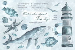 Sea life watercolor set. Nautical. Scandinavian. Product Image 1