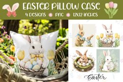 Easter Bunny Pillowcase, Tulips Pillow Designs, Easter PNG Product Image 1