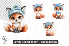Cute Baby Fox Clipart PNG Product Image 1
