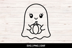 Ghost Holding Pumpkin SVG, Halloween Ghost SVG Product Image 1