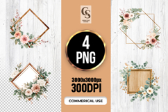 Floral Geometric Frame Clipart Sublimation PNG Product Image 1