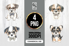 Cute Nerd Puppy Dog Clipart Sublimation PNG Product Image 1