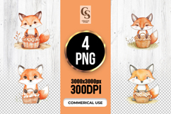 Cute Fox With Basket Clipart Sublimation PNG Product Image 1
