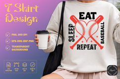 Eat Sleep Baseball Repeat Heart SVG T-Shirt Design Product Image 1