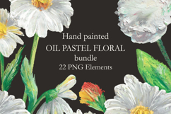 Hand Painted Oil Pastel Floral Clipart Bundle Product Image 1