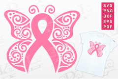 Pink Breast Cancer Ribbon Butterfly SVG, Breast Cancer Shirt Product Image 1