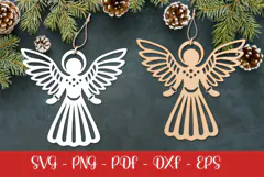 Christmas Angel laser SVG PNG| Christmas ornament Product Image 1