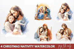Christmas Nativity Watercolor Clipart PNG Product Image 1