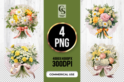 Elegant Floral Bouquet With Ribbon Clipart Sublimation PNG Product Image 1