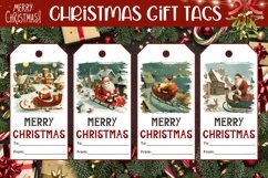 Christmas Village Gift Tags, Santa Claus Product Tags Product Image 1