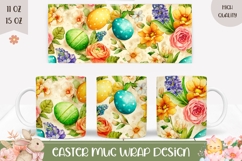 Watercolor Easter Eggs Mug Wrap Design, Easter Mug Template Product Image 1