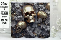 3D Skull Flowers Sublimation Tumbler Wrap | 3D Tumbler wrap Product Image 1