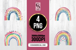 Rainbow Hearts Clipart PNG Product Image 1