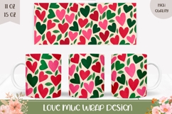 Colorful Hearts Coffee Mug Wrap, Love Heart Mug Print Product Image 1