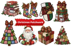 Christmas Patchwork Clipart Cozy Festive Holiday Digital PNG Product Image 1