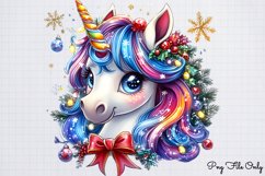 Christmas Unicorns Clipart Bundle Product Image 4