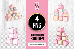 Pastel Toy Blocks Clipart Sublimation PNG Product Image 1