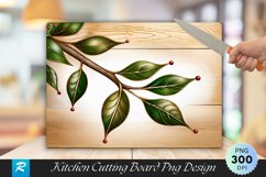 Mistletoe Branch Elegant Maple Cutting Board PNG Design Product Image 1