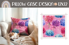 Hydrangea Pillow Design, Floral Pillow Sublimation Product Image 1