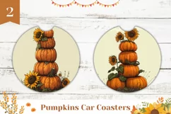 Farm Pumpkins Car Coaster PNG, Flowers Car Coaster Template Product Image 1