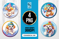 Cute Puppy In Colorful Hat Clipart Sublimation PNG Product Image 1