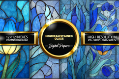 Nouveau Stained-glass Digital Papers - 04 variations Product Image 1