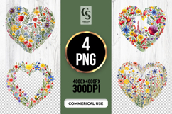 Wildflower Heart Shape Clipart Sublimation PNG Product Image 1