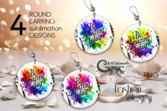 Inspiring Inscription | 4 Round earring sublimation designs Product Image 1