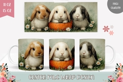 Animals Mug Wrap, Cartoon Easter Bunnies Mug Sublimation Product Image 1