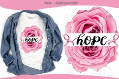 Floral Hope Png Pink Ribbon Sublimation Design Rose Flower Product Image 2