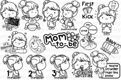 Baby Pregnancy Clipart - Mom to Be Clip Art Coloring Product Image 1