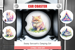 Sassy Camping Cat Car Coaster Product Image 1