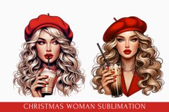 christmas gift clipart, christmas woman sublimation Product Image 1