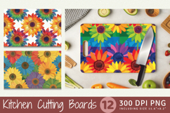 Rainbow Sunflowers Cutting Boards sublimation Design Product Image 1