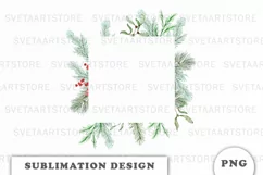 Watercolor Christmas Floral Frame png Product Image 1