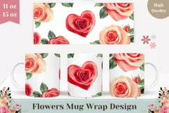 Watercolor Red Roses Mug Sublimation, Love Mug Design Product Image 1