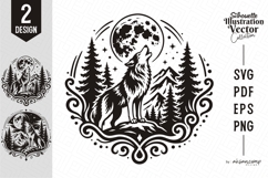 Wolf Howling at Moon SVG Product Image 1