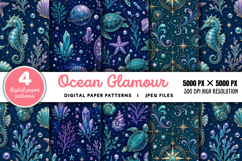 Ocean Glamour Seamless Digital Paper JPG Product Image 1