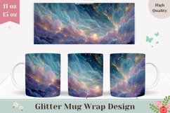 Glitter Mug Wrap, Colorful Mug Design, Clouds Mug Print Product Image 1