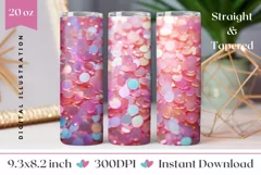 Confetti Tumbler Wrap, Pink Tumbler, Glitter Sublimation Product Image 1
