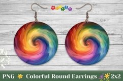 Colorful Round Earrings, Rainbow Swirl Earring Template Product Image 1