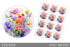 Wildflowers Sticker Design. Flowers Summer Sticker Template Product Image 1
