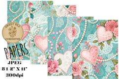 Valentine, Hearts, Papers, Junk Journal Product Image 1