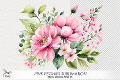 Pink peonies sublimation Product Image 1
